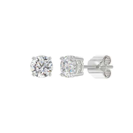 1.00ct Lab Grown Diamond Solitaire Stud Earrings 14K White Gold