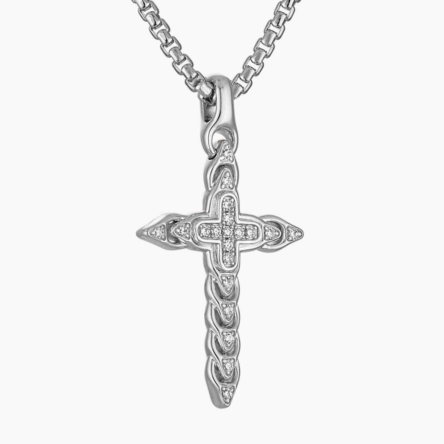 Bulova Link 0.20cttw Diamond Cross Pendant Necklace 925 Silver BVP1085-WSQ7