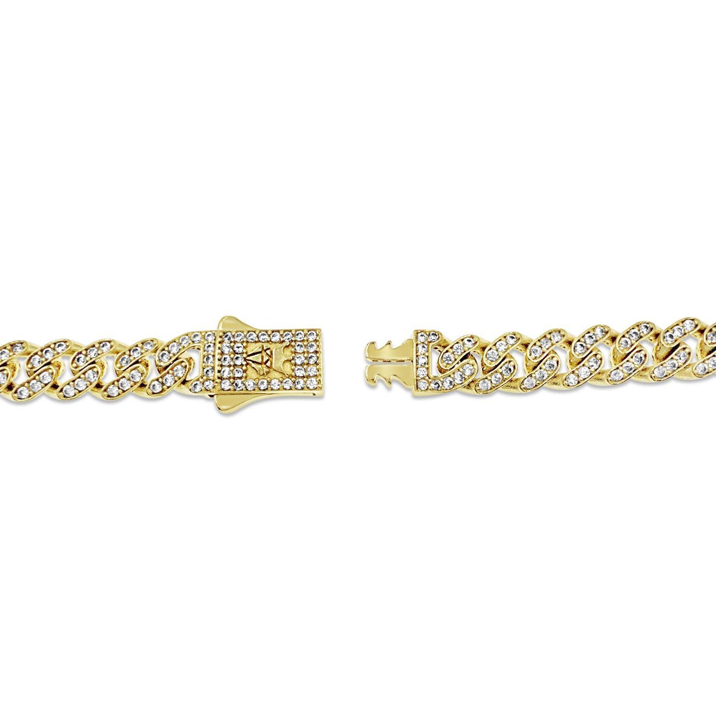 14k Yellow Gold Miami Cuban Monaco Link Chain Necklace 7mm Iced Out