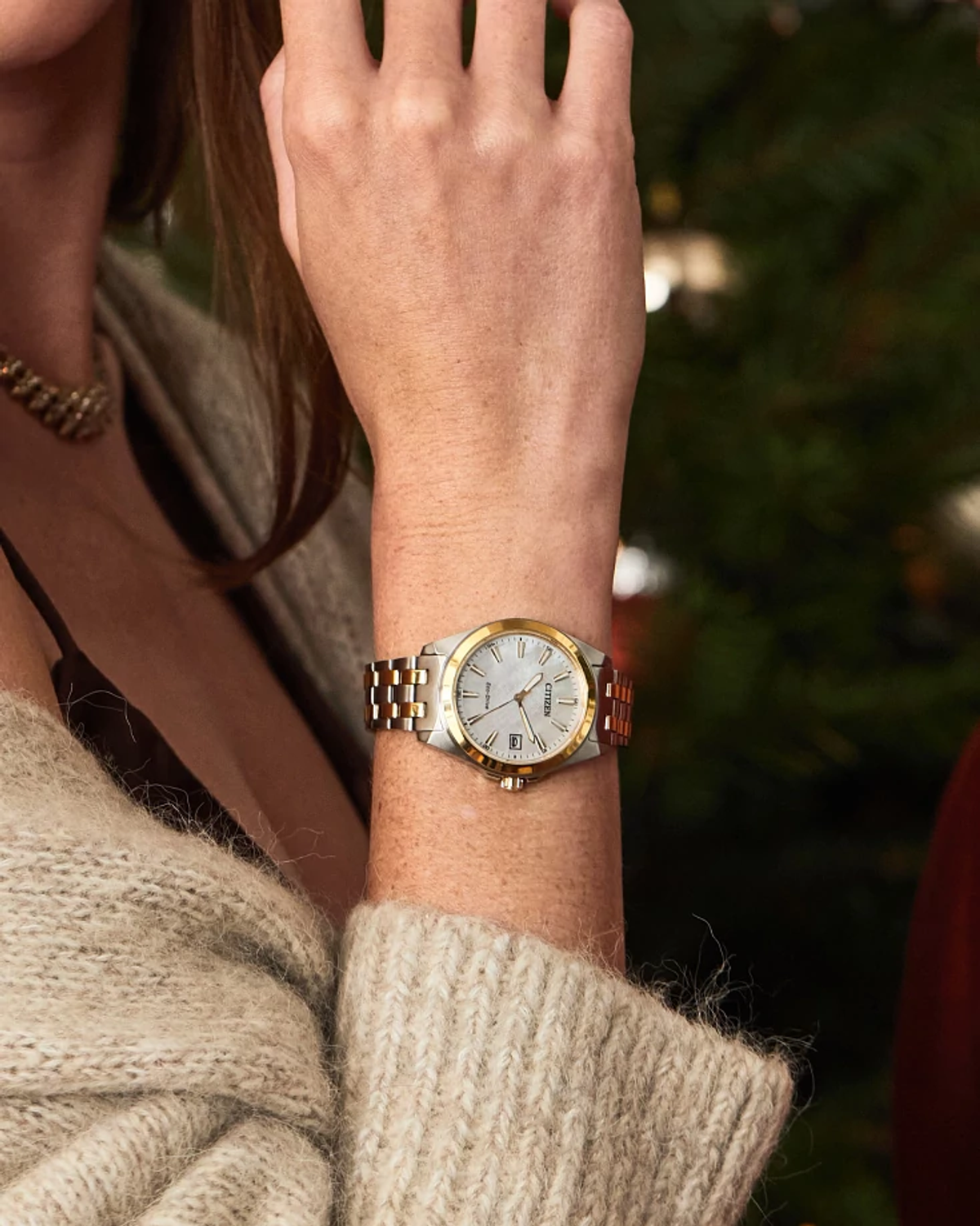 Citizen Eco-Drive Two tone Mother of Pearl White Dial Womens Watch EO1224-54D