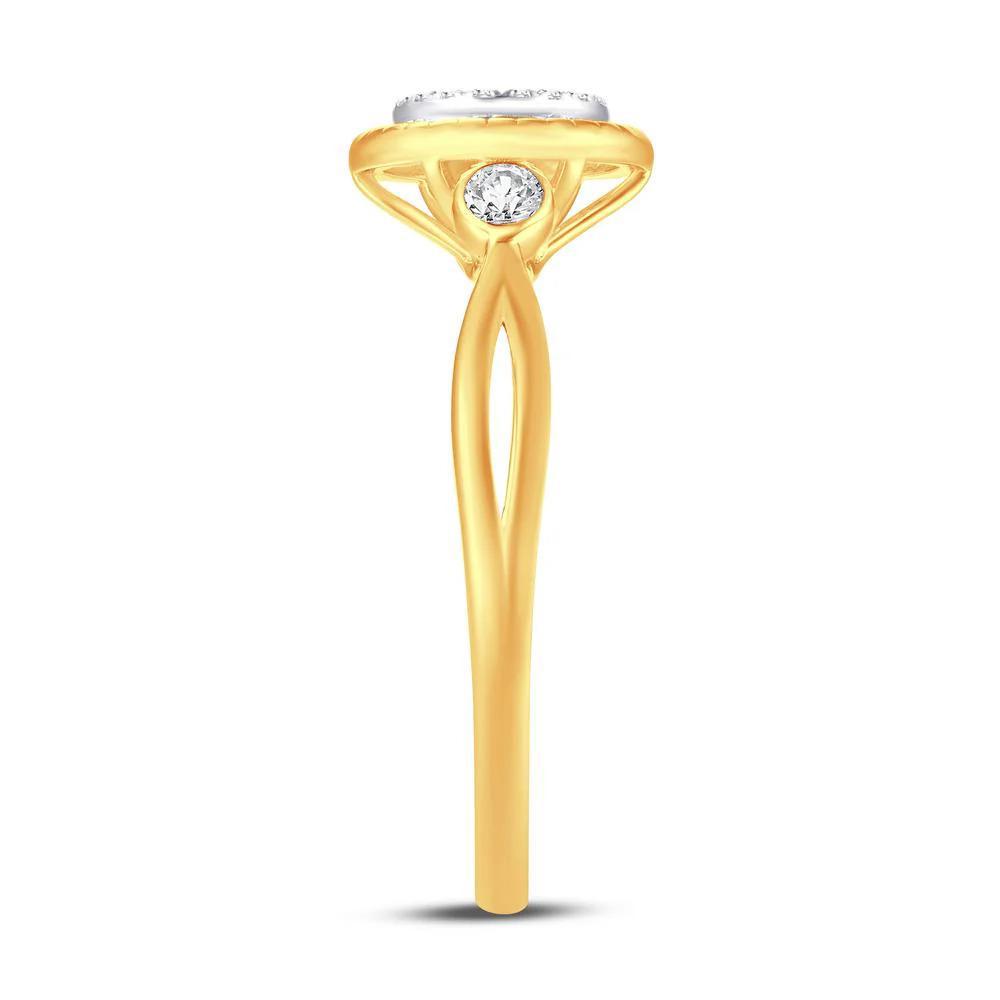 Diamond Circle Cluster Bridal Engagement Ring 10k Yellow Gold