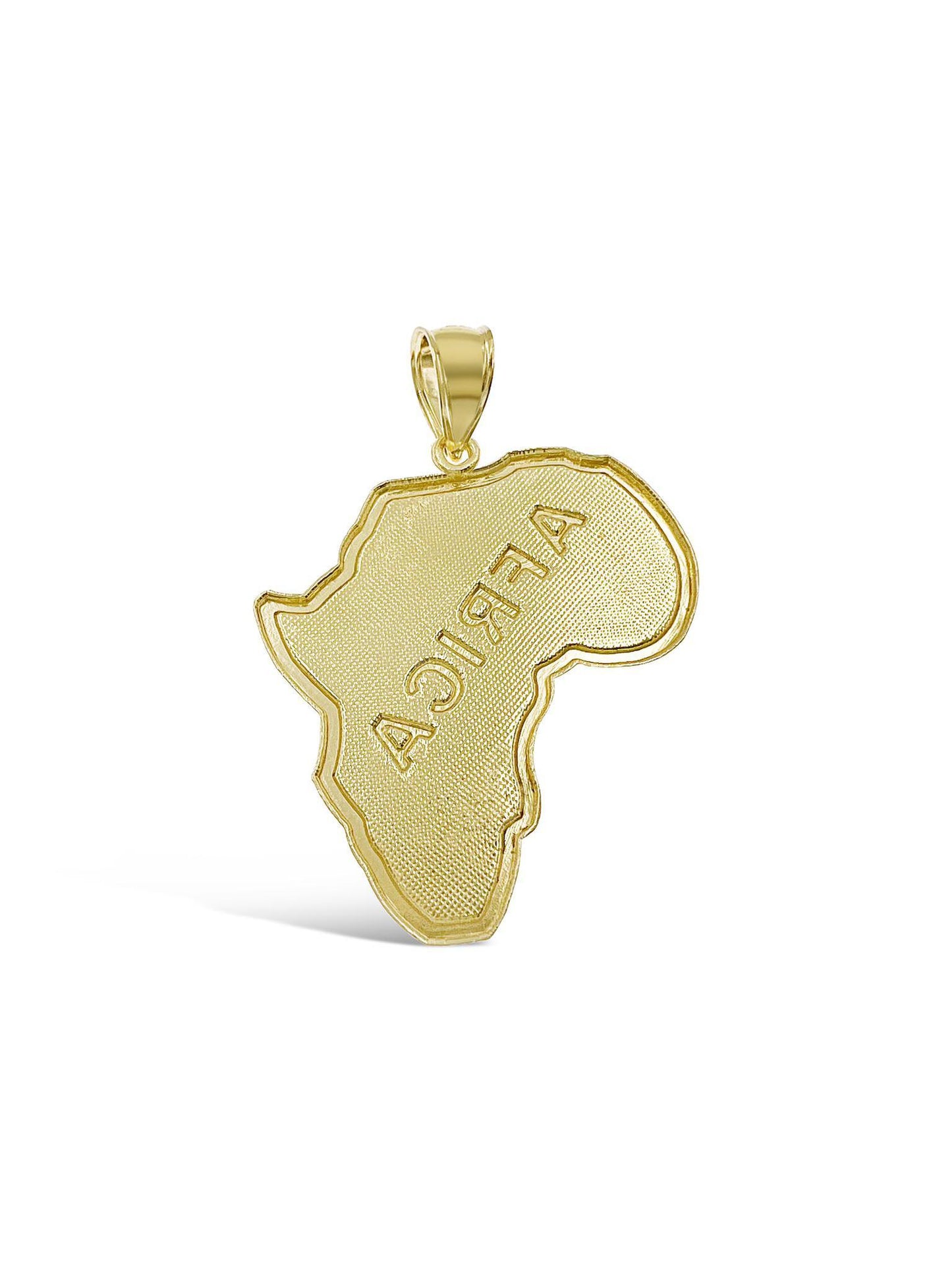 Africa Map Continent Pendant Mens Charm 10k Yellow Gold 1.6 inch