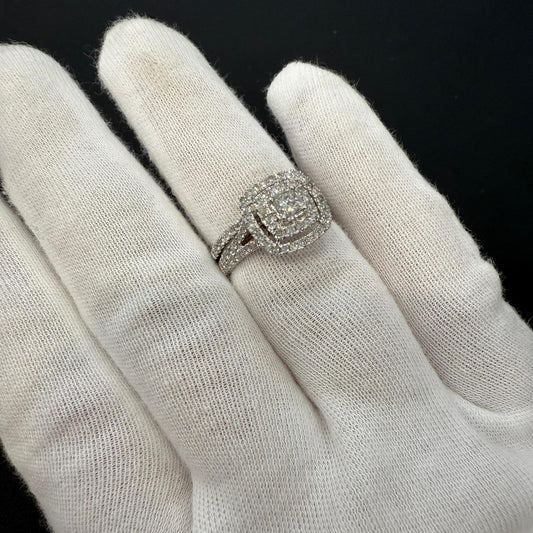 1ctw Princess Cut Diamond Halo Bridal Set 14K White Gold