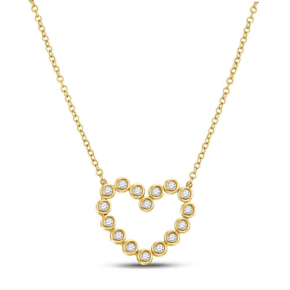 0.25ctw Diamond Heart Necklace 14k Yellow Gold Bezel Set