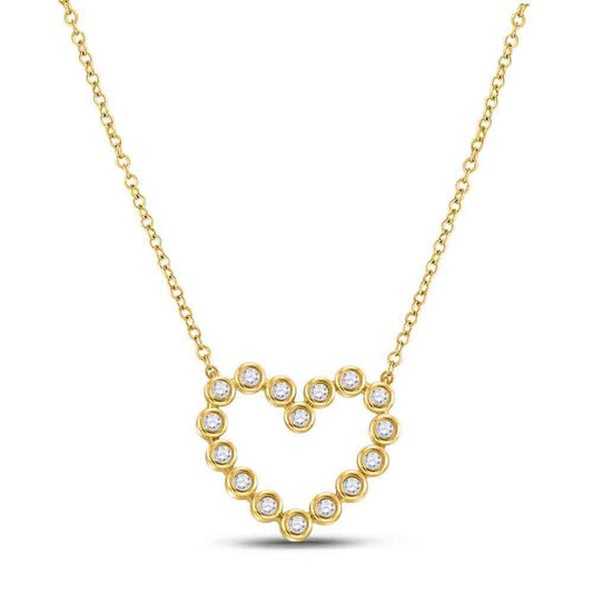 0.25ctw Diamond Heart Necklace 14k Yellow Gold Bezel Set