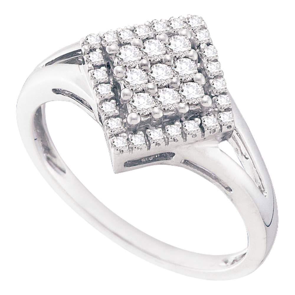 0.25 cttw Diamond Rhomb Promise Engagement Ring 10k White Gold