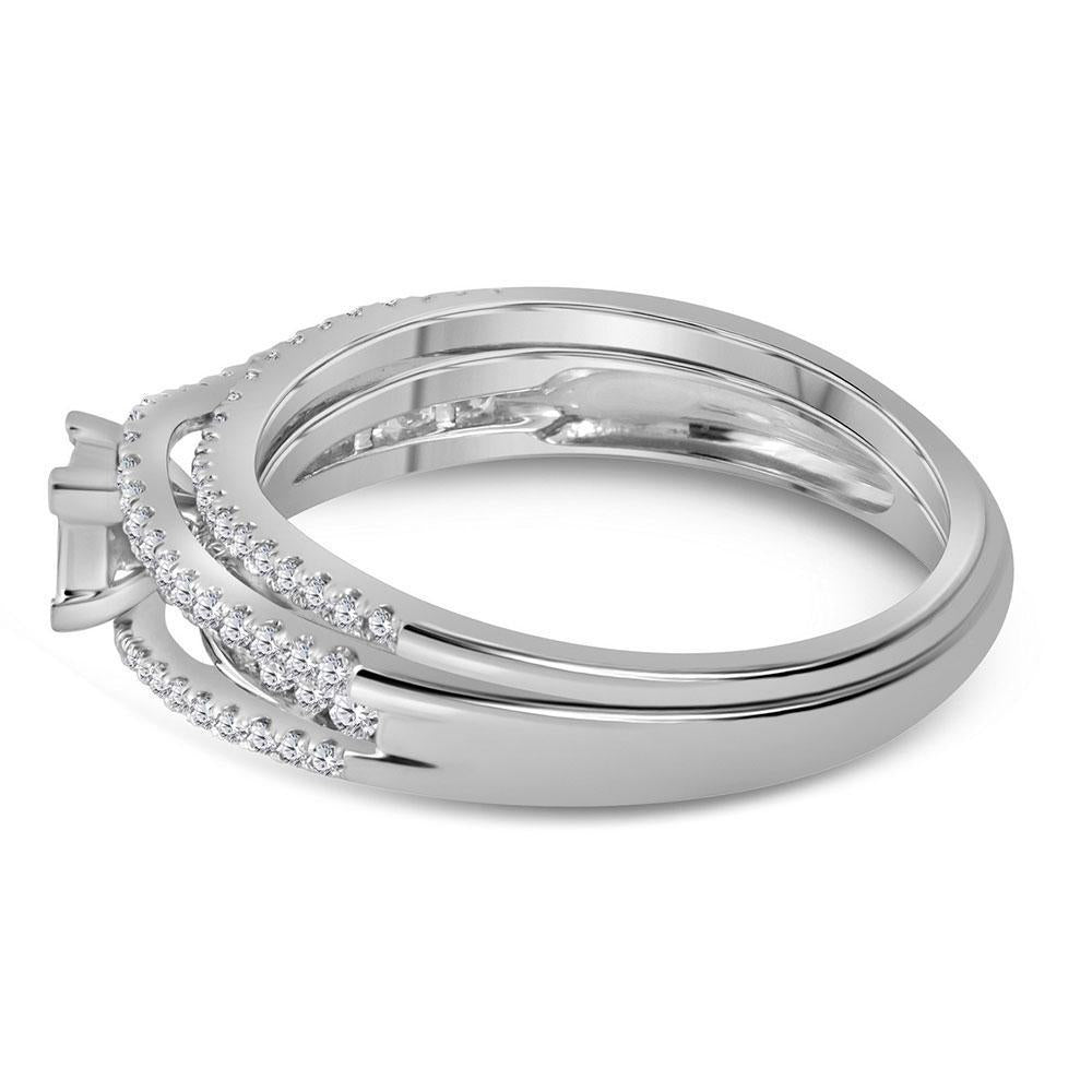0.51ctw Princess Diamond Bridal Wedding Engagement Ring Band Set 10k White Gold