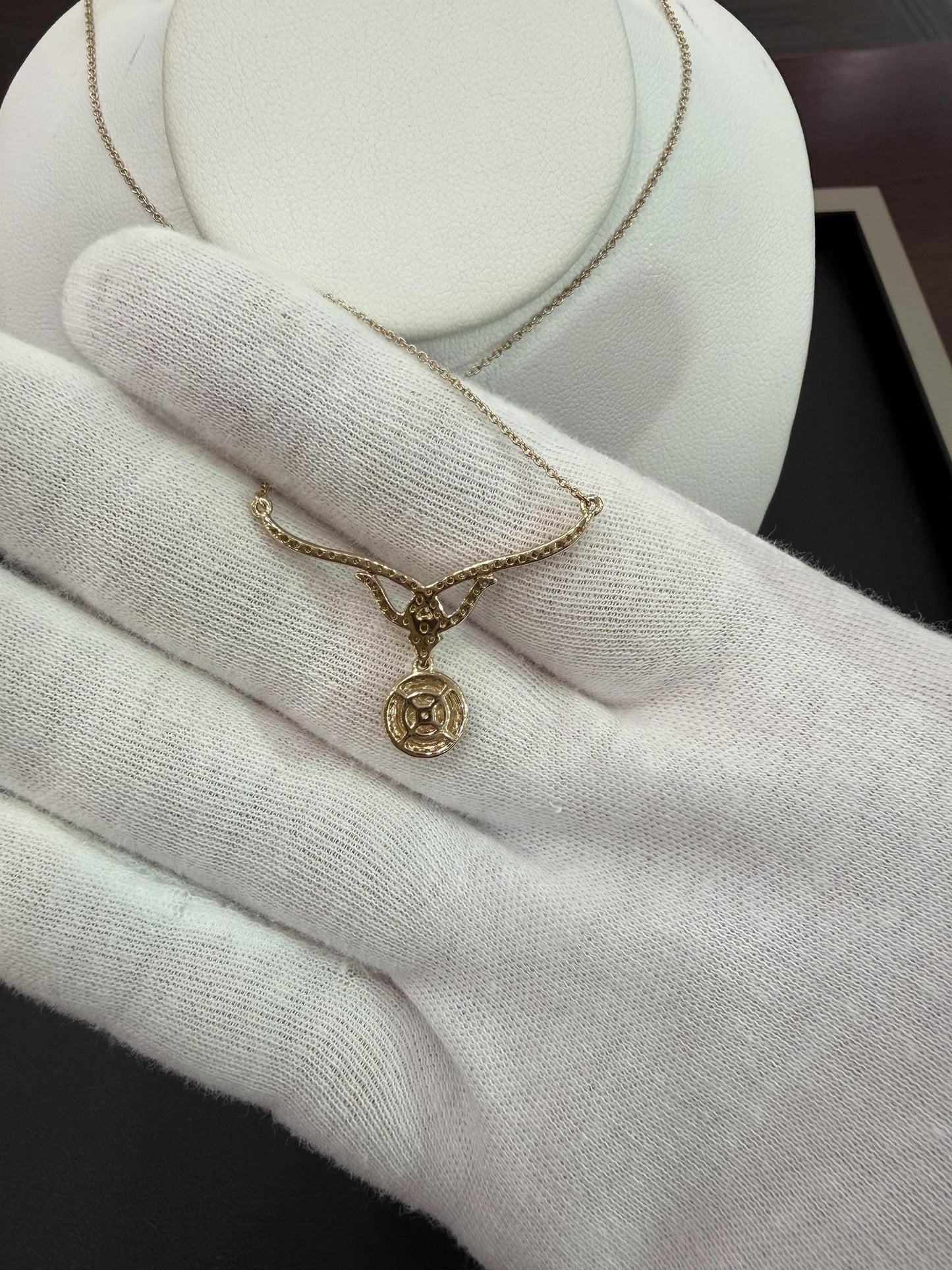 0.49ctw Diamond Round Pendant Necklace 10K Yellow Gold