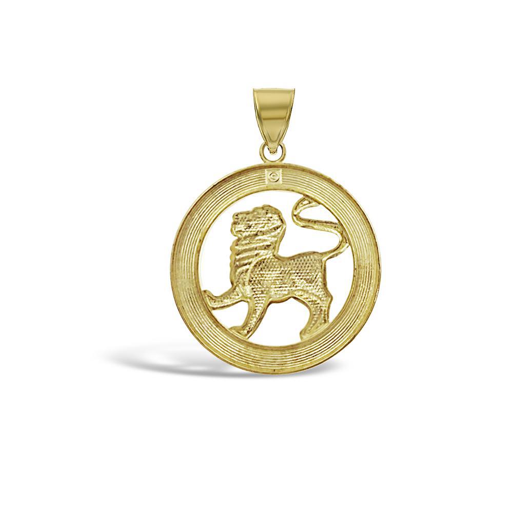 10k Yellow Gold Leo Pendant Zodiac Star Sign Charm 1.1 inch