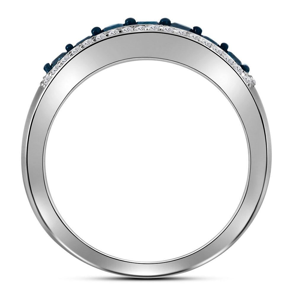 0.50 cttw Blue Diamond Womens Band 10k White Gold Ring