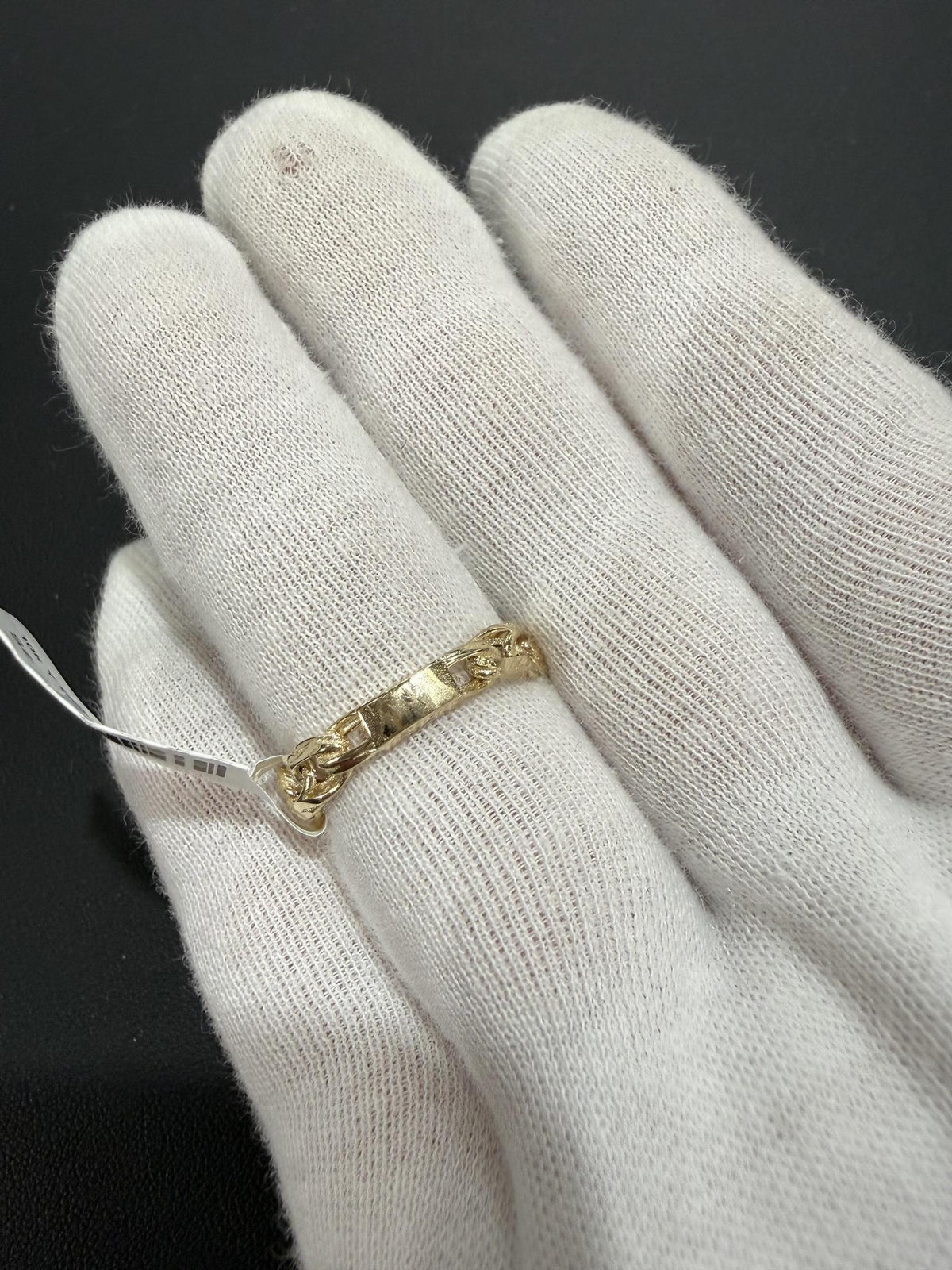 10K Yellow Gold Cuban Link Greek Key Signet Ring