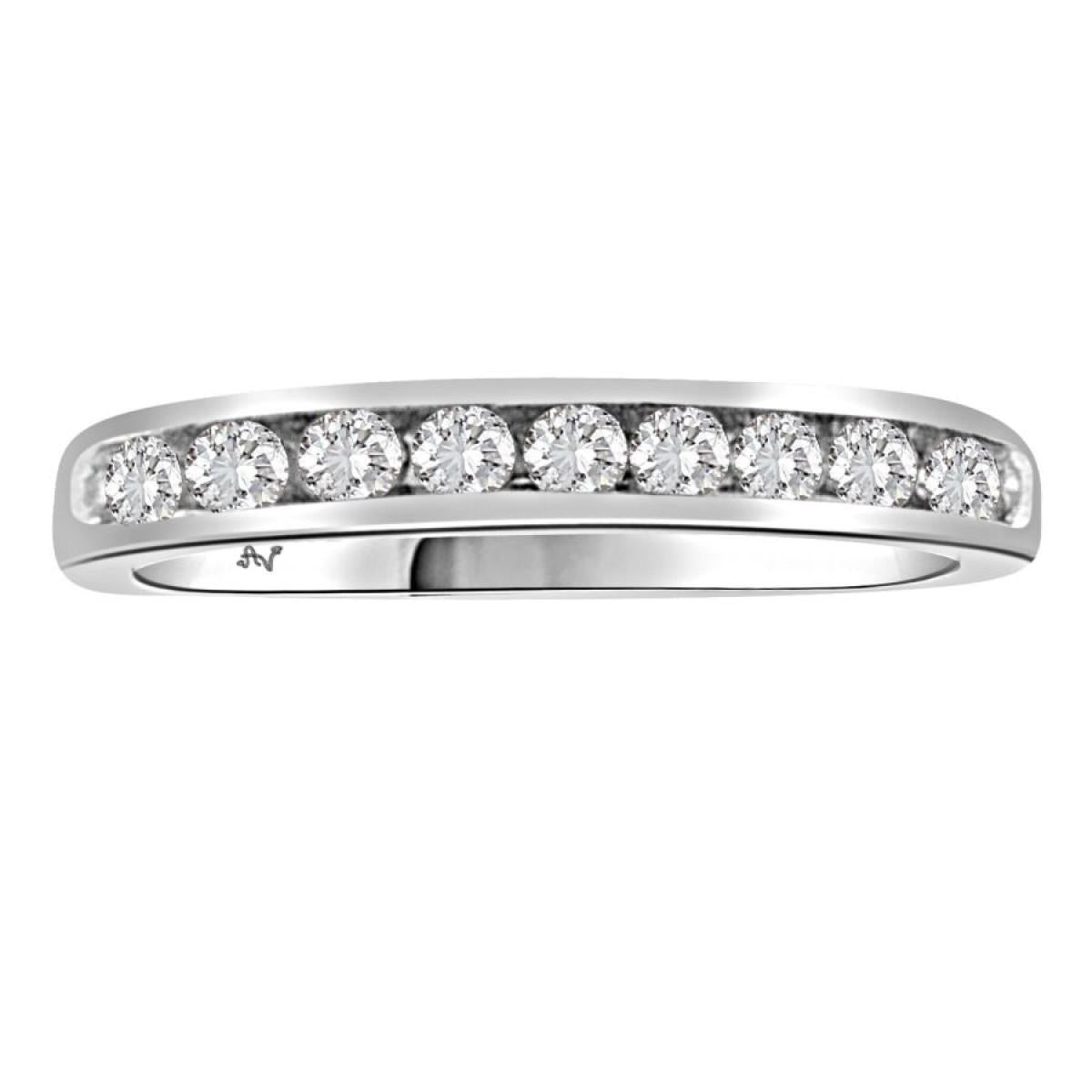 0.33 cttw Diamond Wedding Band Womens Chanel Set Ring 14k White Gold