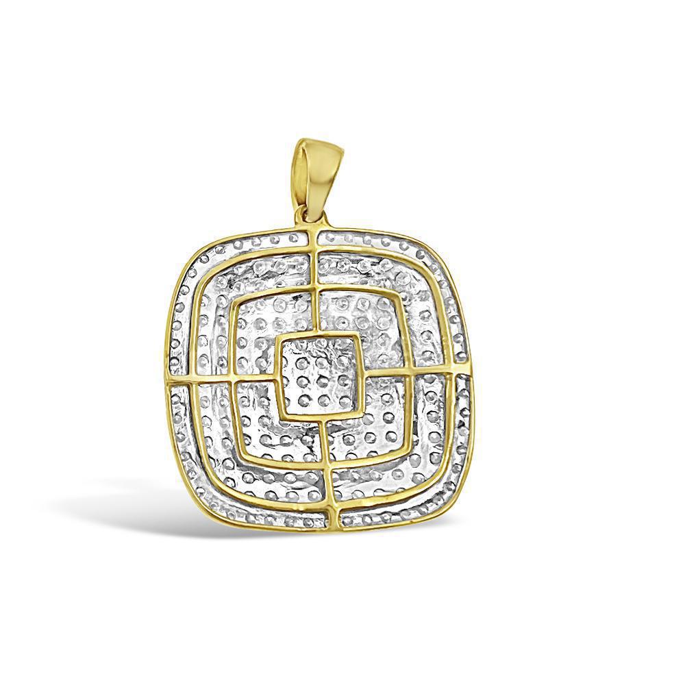 2.25 cttw Diamond Charm Pendant Square Cushion Shape 14k Yellow Gold 1.2 inch