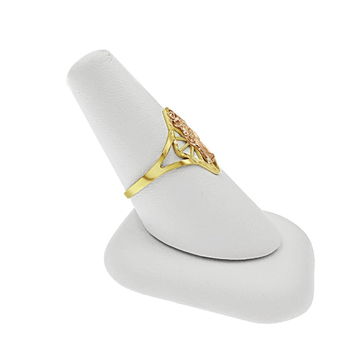 14K Two Tone Gold Santa Muerte Ring