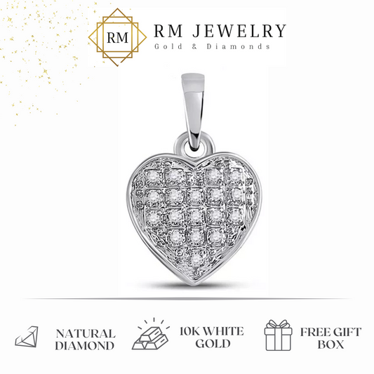 0.25 cttw Round Diamond Heart Pendant 10k White Gold