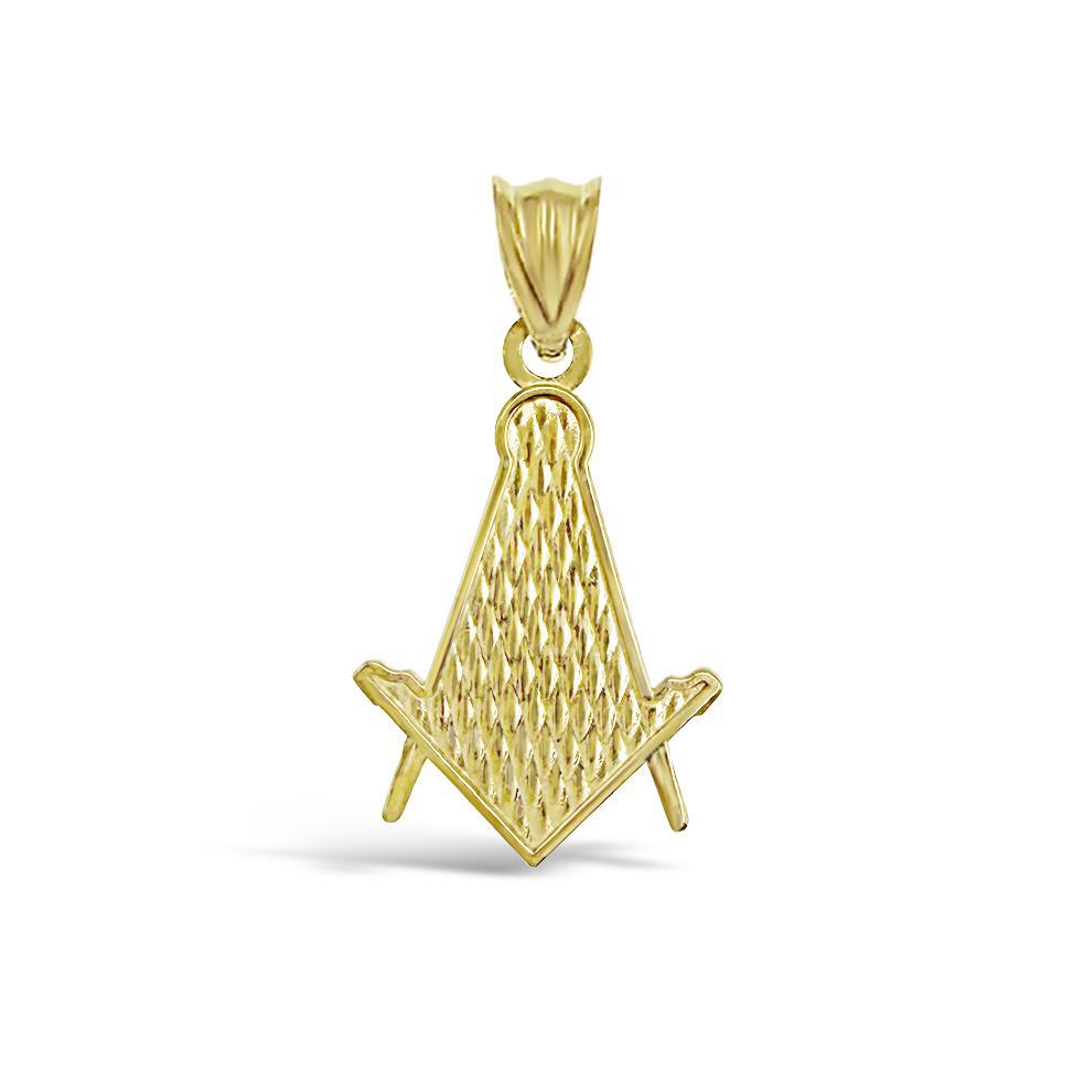 10k Yellow Gold Masonic Pendant Square Compass