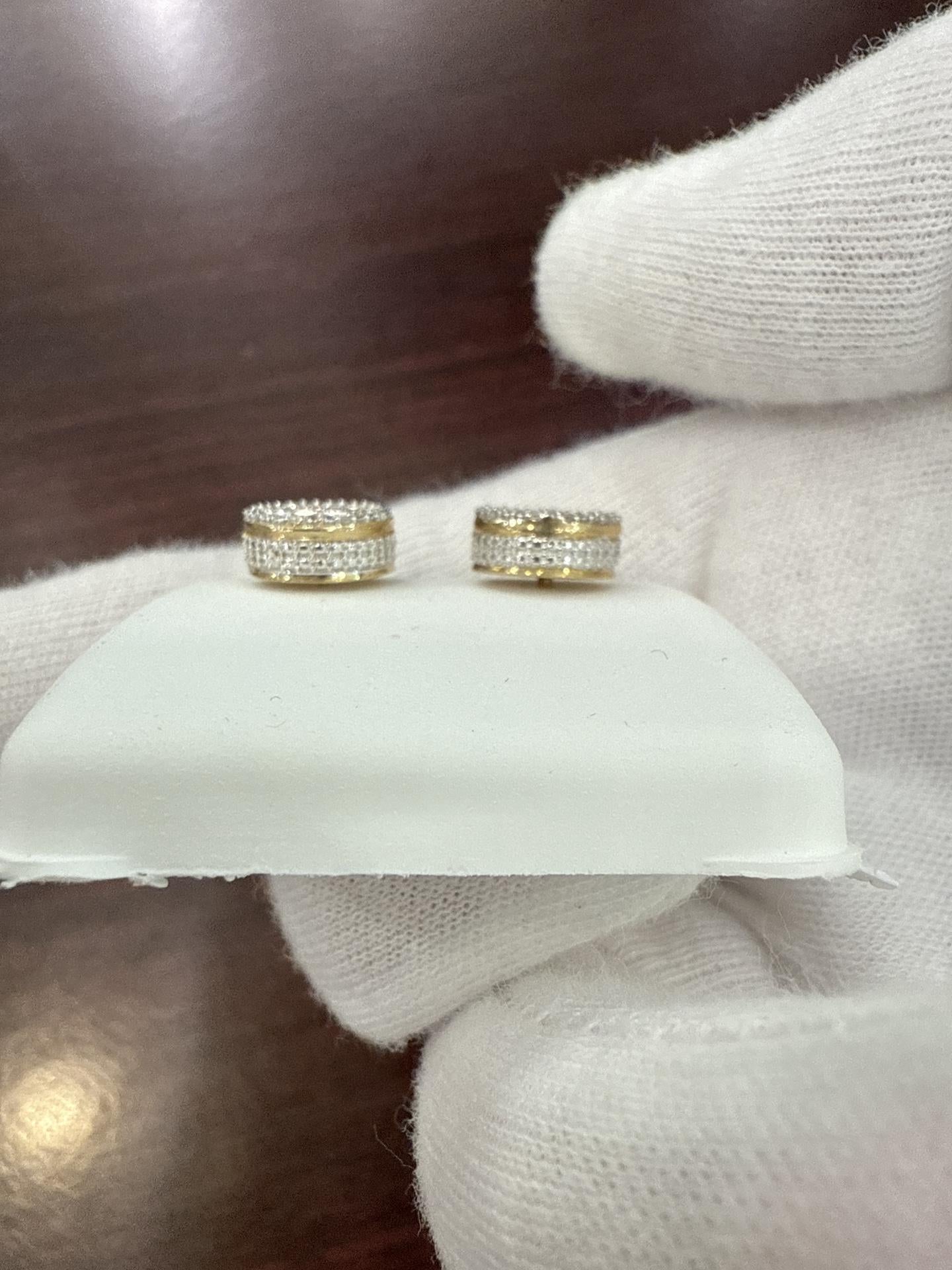 0.25 ctw Baguette Round Diamond Stud Earrings 10k Yellow Gold Mens Screw back