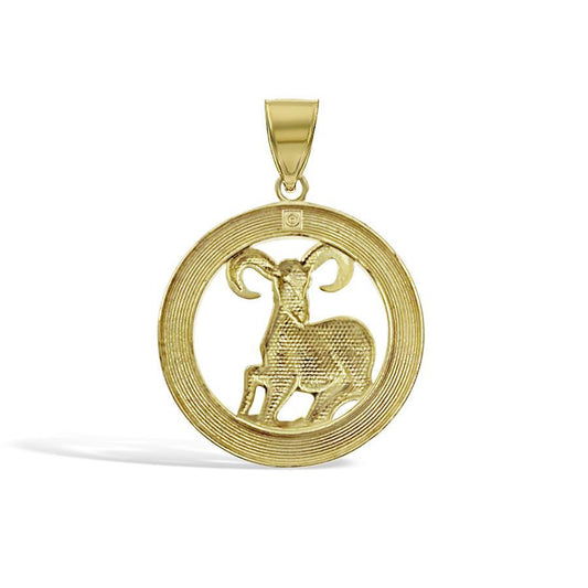 10K Yellow Gold Aries Ram Zodiac Pendant