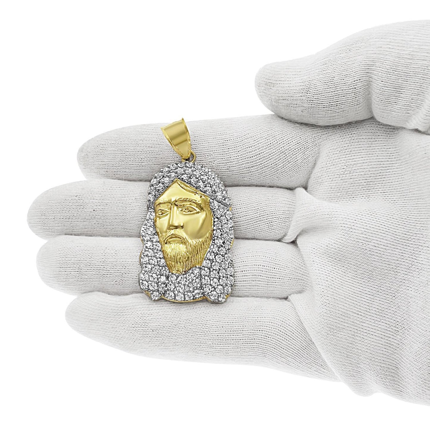 Jesus Head Face Pendant Mens Charm 10k Yellow Gold