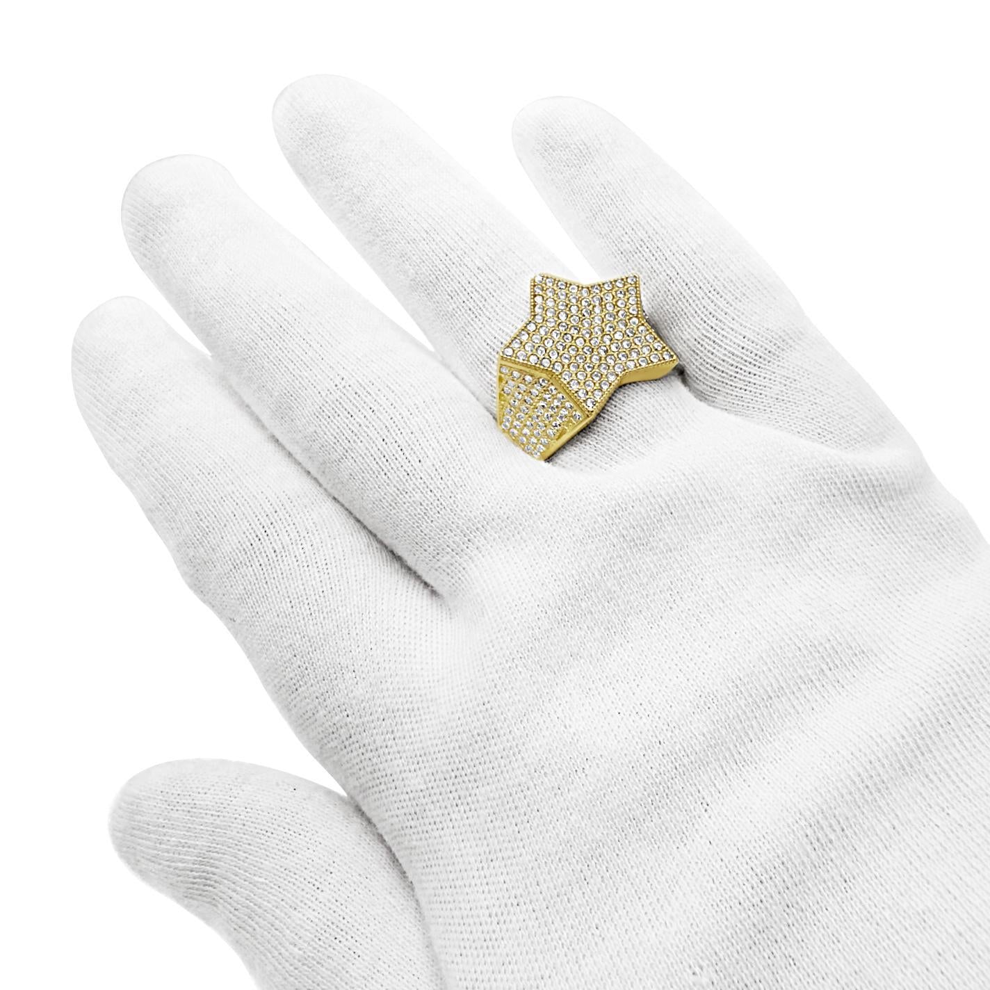 10K Yellow Gold Star Mens Ring Pinky Mens Ring
