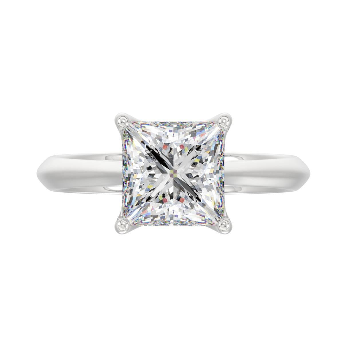 3 ct Lab Grown Princess Solitaire Diamond Engagement Ring 14k White Gold