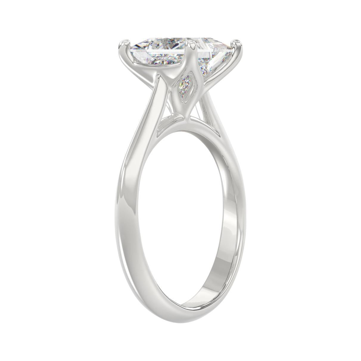 3 ct Lab Grown Princess Solitaire Diamond Engagement Ring 14k White Gold