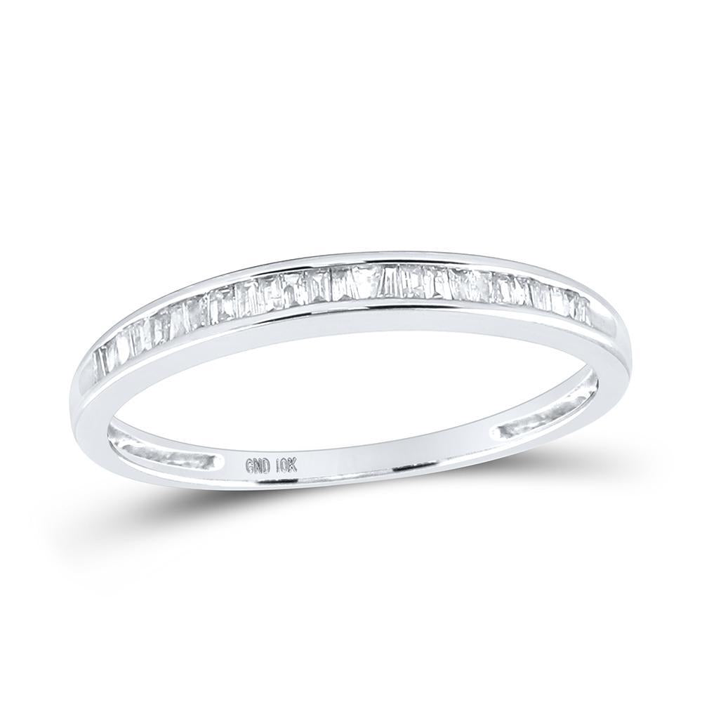 Diamond Baguette Wedding Band 10K White Gold