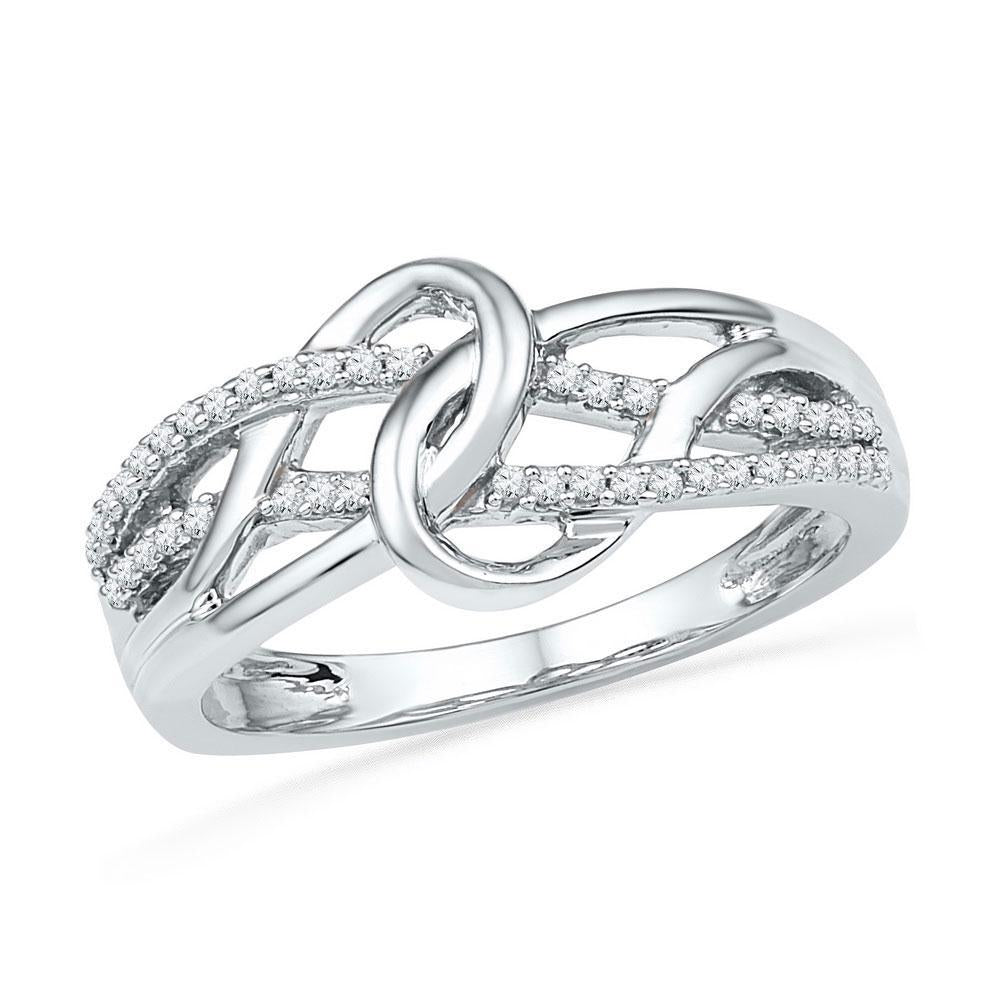 Diamond Crossover Band 10K White Gold Knot Infinity Design Womens