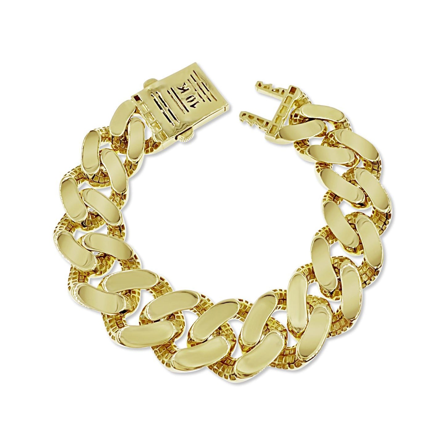 10K Yellow Gold Royal Monaco Cuban Link Bracelet 18.5mm Chain