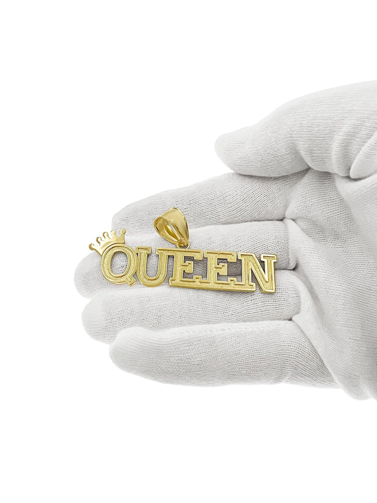 Queen Crown Charm Pendant 10k Yellow Gold