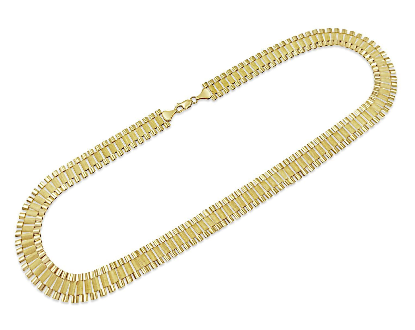 Railroad Chain Mens Necklace Reversible 16.5mm Real 10k Yellow Gold