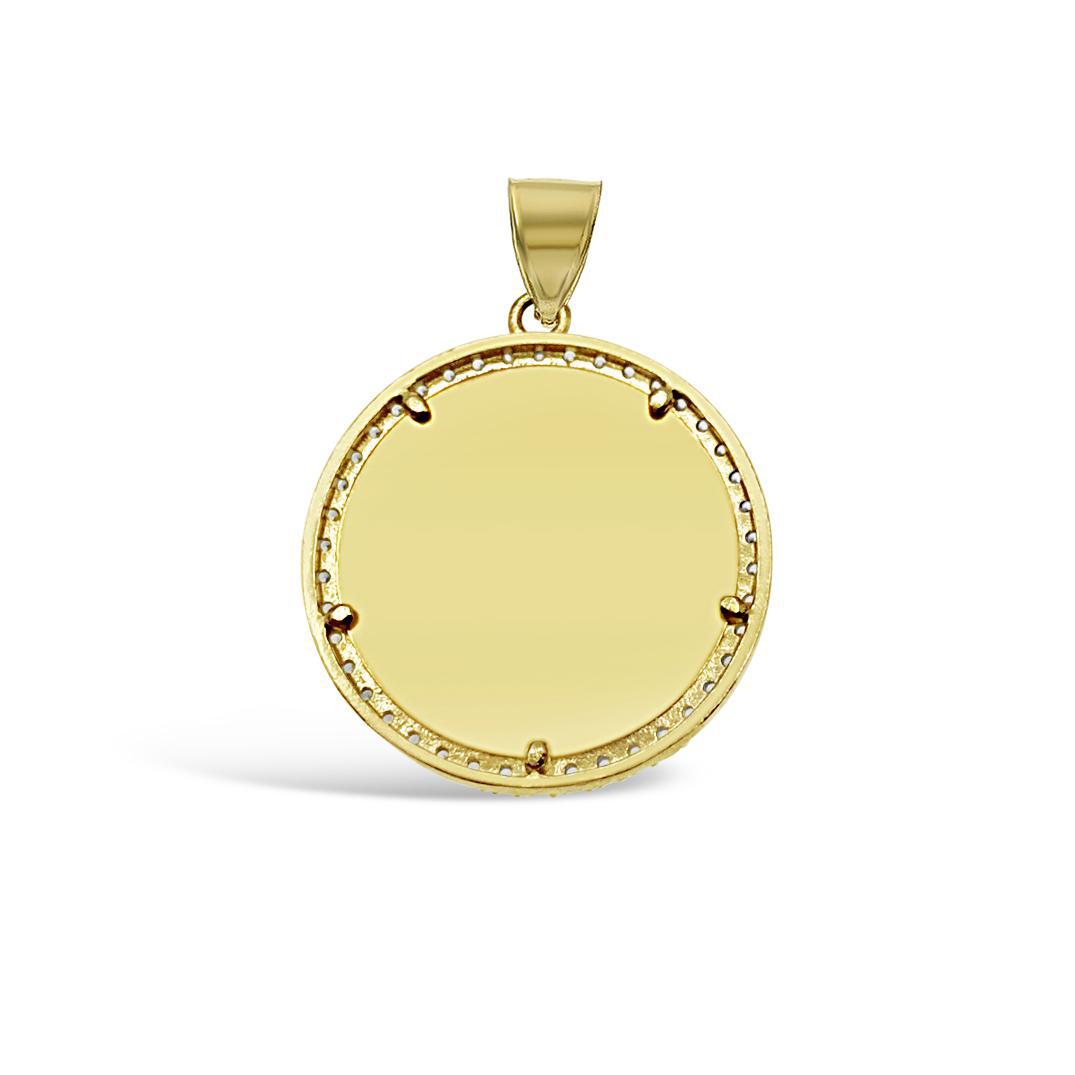 10K Yellow Gold Round Memory Picture Photo Frame Pendant