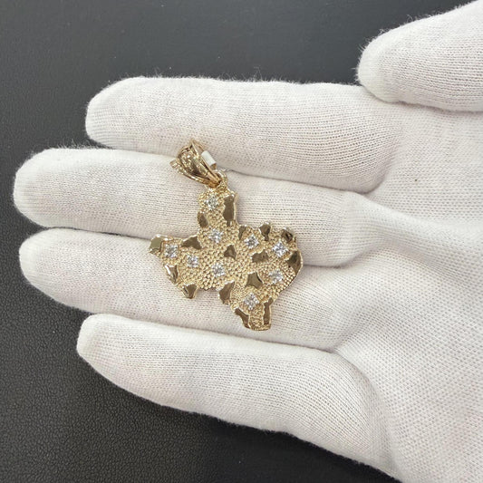 0.62ctw Diamond Texas State Map Pendant 10K Yellow Gold