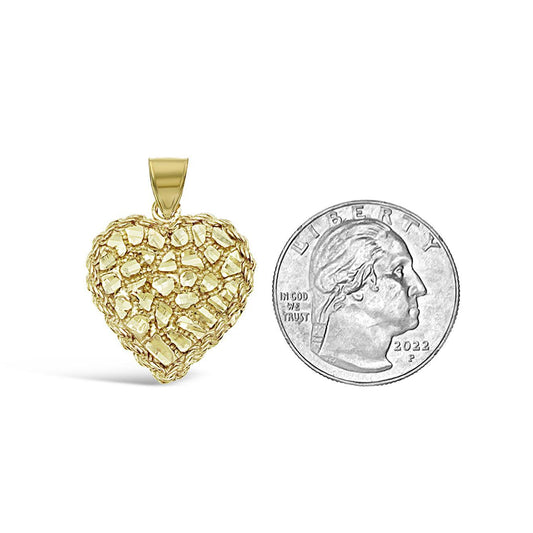 Heart Nugget Pendant Charm 10k Yellow Gold