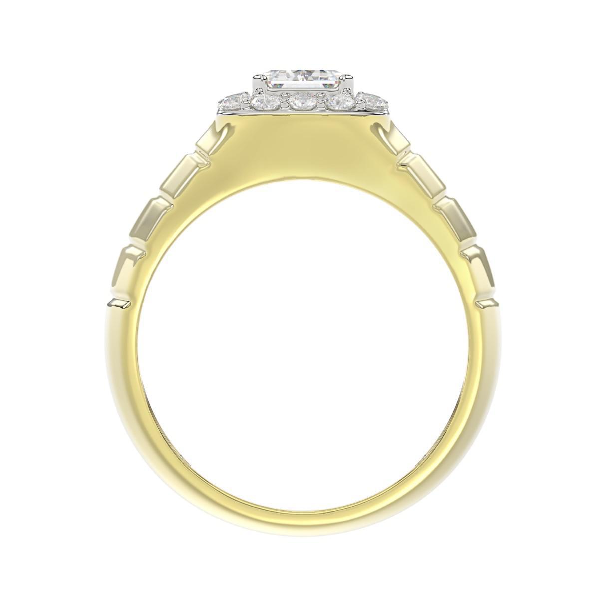 2.50 Cttw Lab Grown Diamond Emerald Halo IGI Certified Mens Ring Band 14k Gold