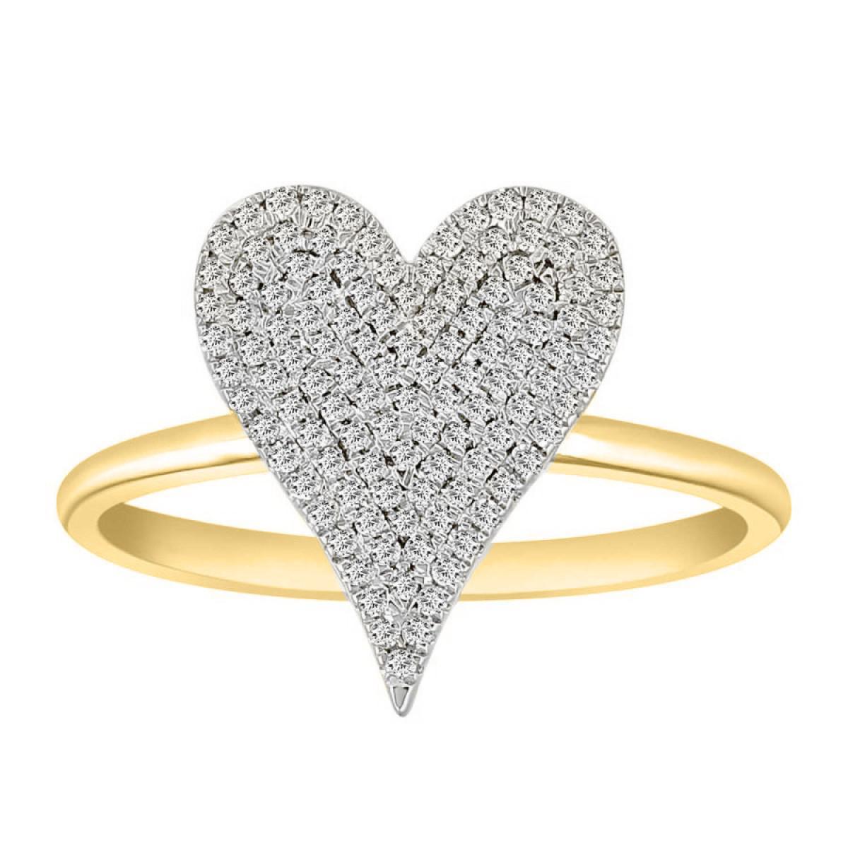 0.33ctw Diamond Pave Heart Ring 10k Yellow Gold