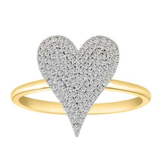 0.33ctw Diamond Pave Heart Ring 10k Yellow Gold