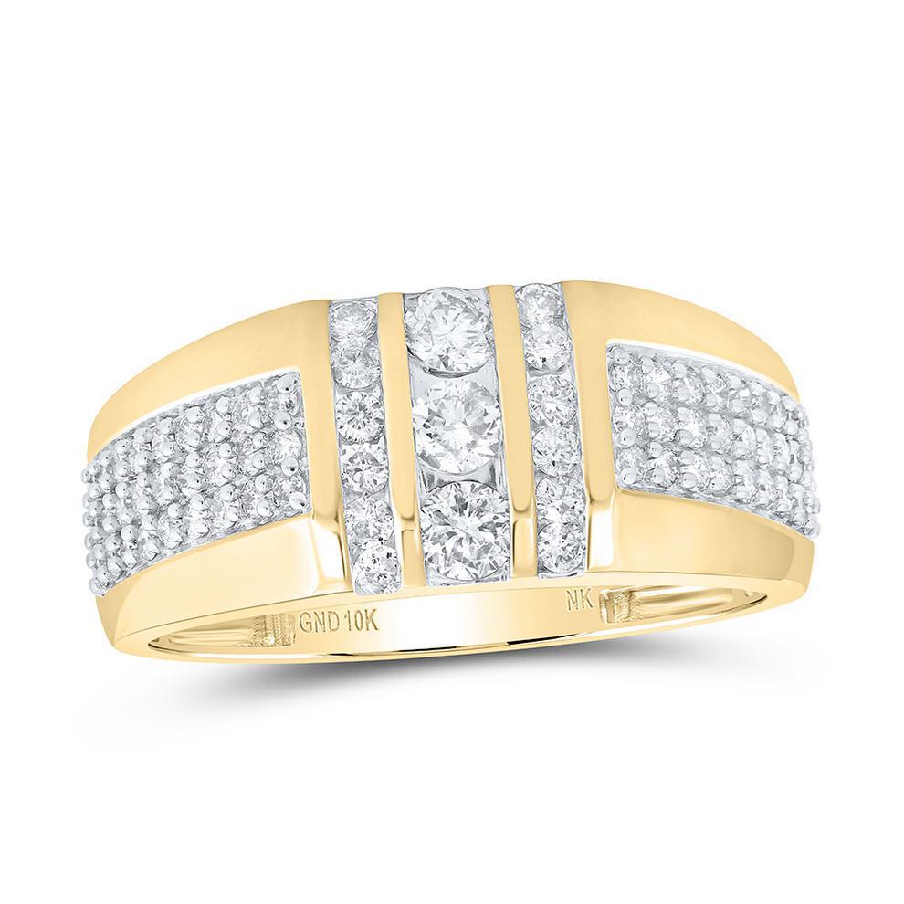 1 Cttw Diamond Mens Ring Band 10k Yellow Gold