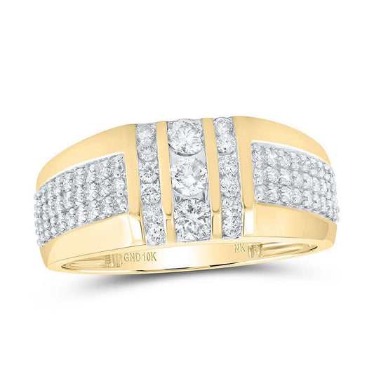 1 Cttw Diamond Mens Ring Band 10k Yellow Gold