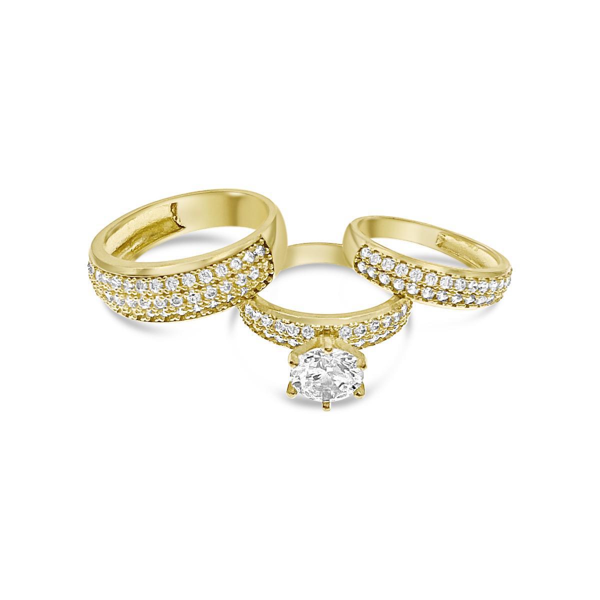 Trio Wedding Ring Band Set His Her Bridal Engagement 10k Yellow Gold