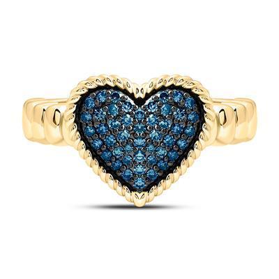 0.25ctw Blue Diamond Heart Ring 10K Yellow Gold