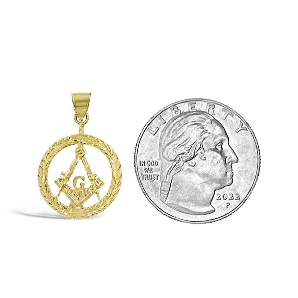 10K Yellow Gold Masonic Square Compass Pendant