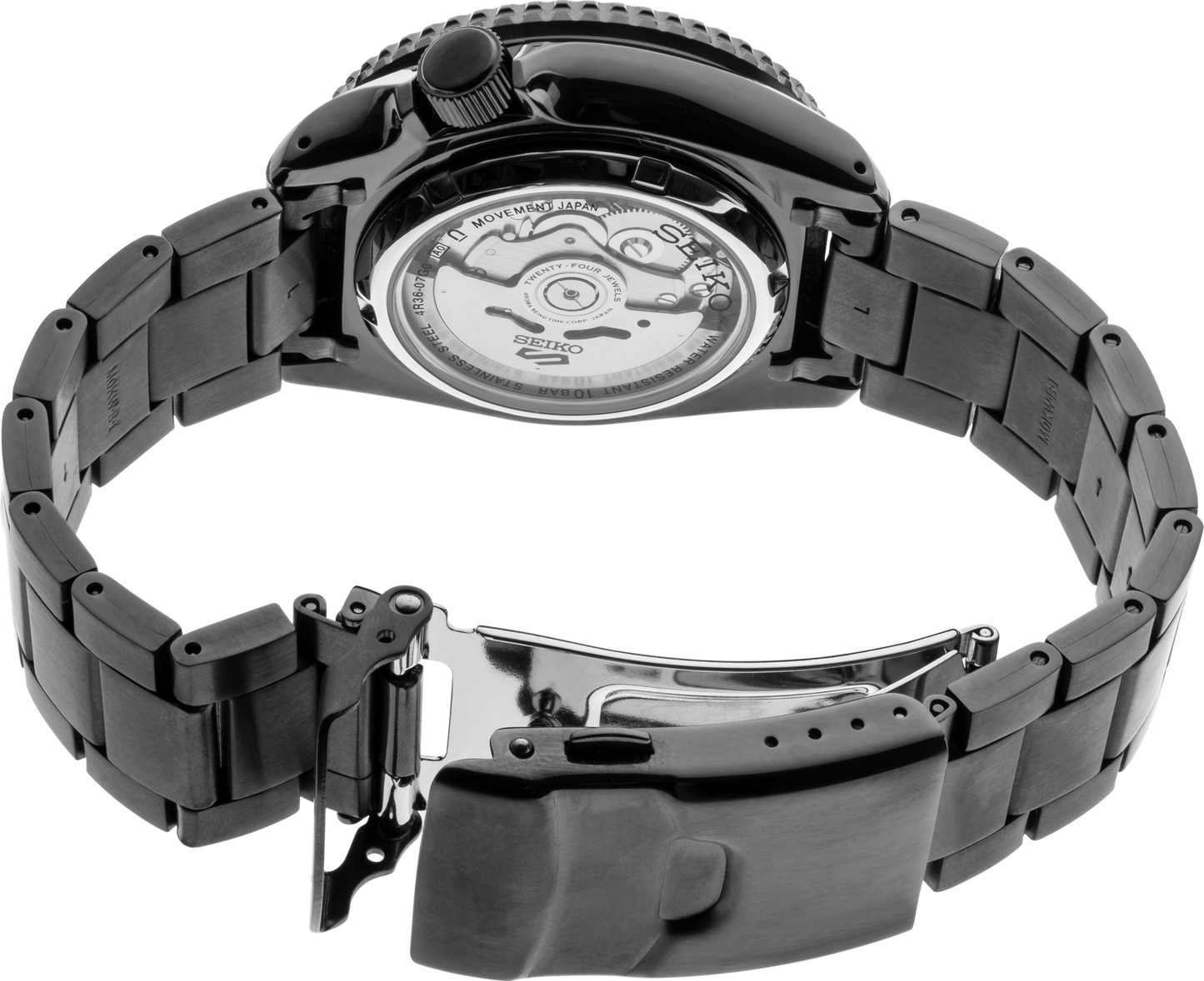 Seiko 5 Sports Black Dial Bracelet Automatic Mens Watch SRPD65