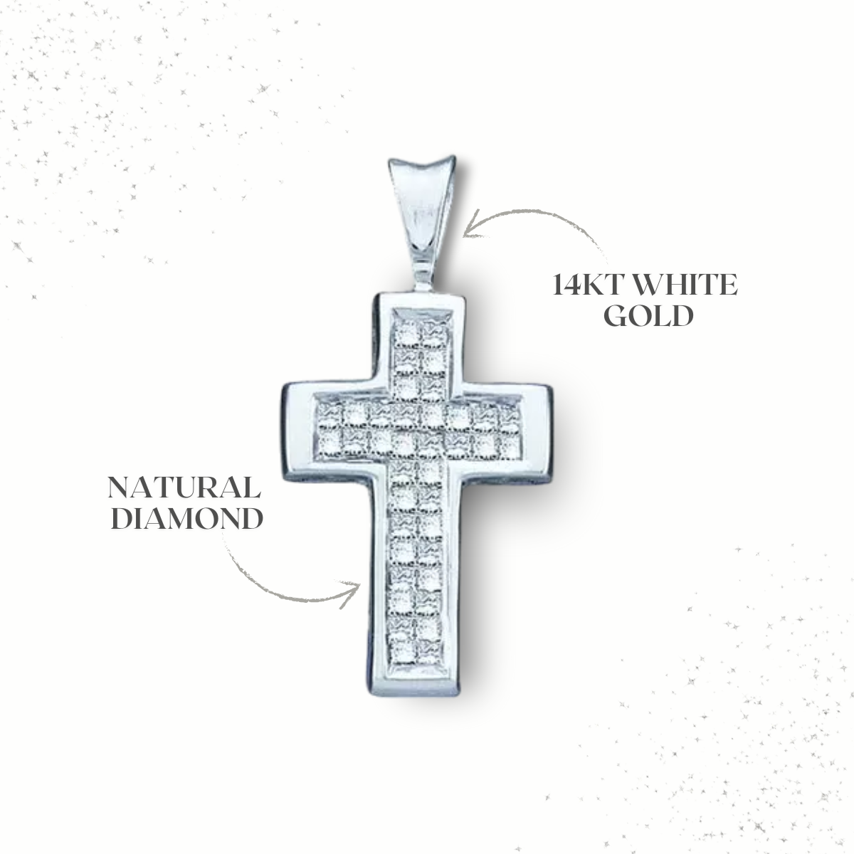 0.25 Ctw Princess Diamond Cross Religious Pendant 14k White Gold