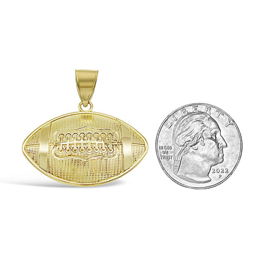 10K Yellow Gold Football Pendant Mens Sports Charm