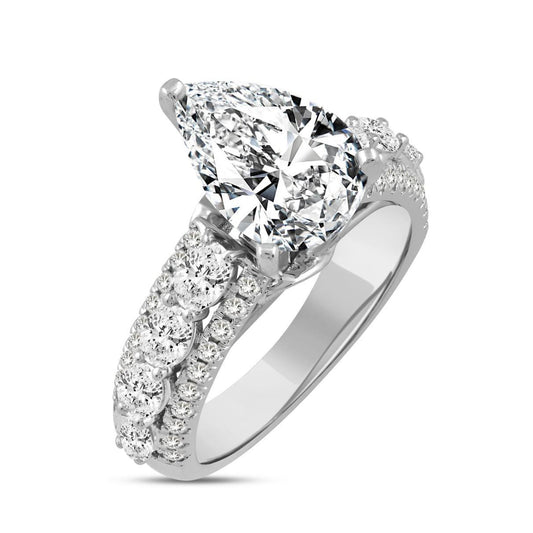 4.25ctw Lab Grown Pear Diamond Engagement Ring 14K White Gold