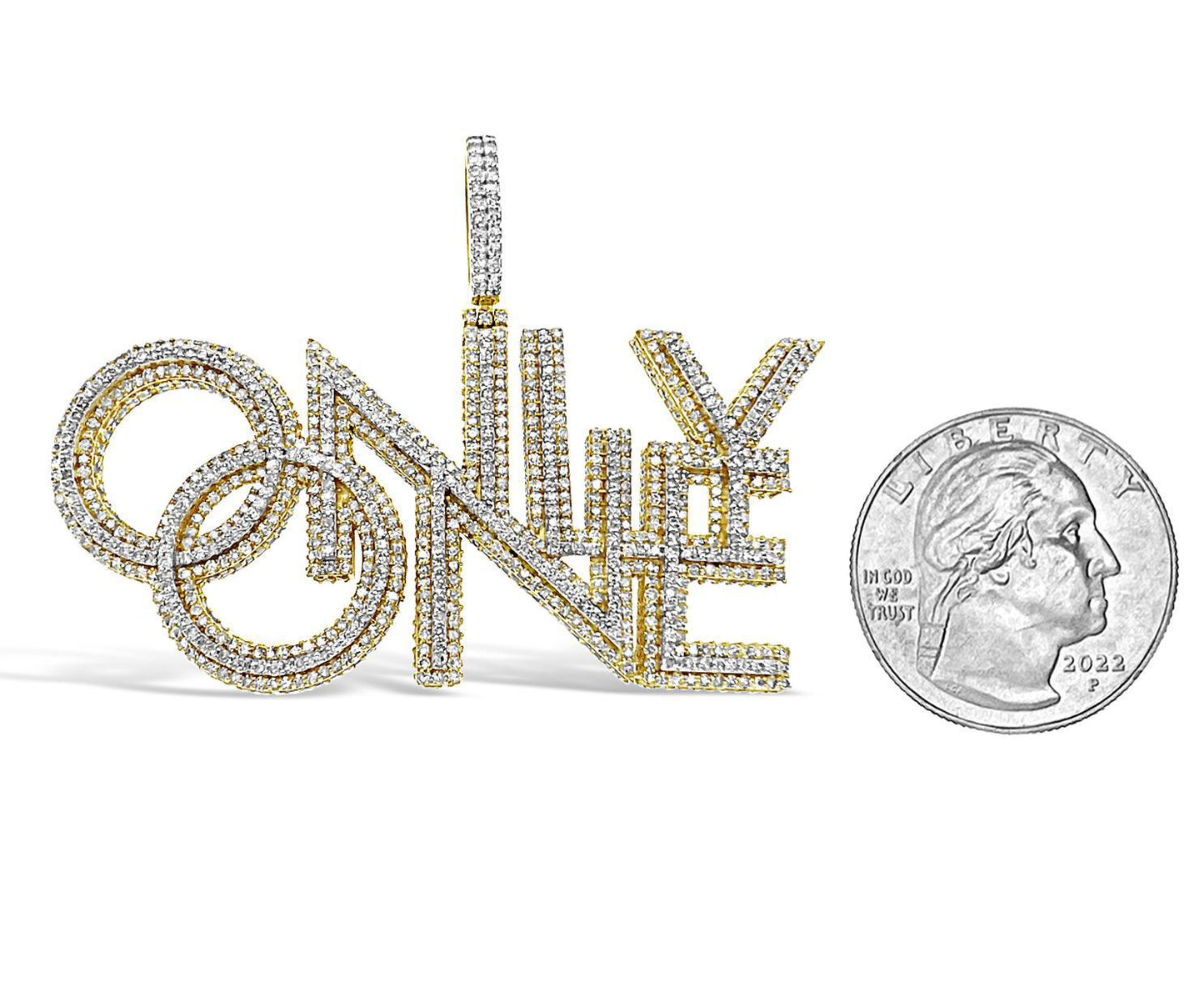 4.37 Cttw Round Diamond ONLY ONE Charm Mens Pendant 10k Yellow Gold