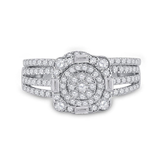 1 Ctw Round Diamond Bridal Wedding Ring Band Set 14k White Gold