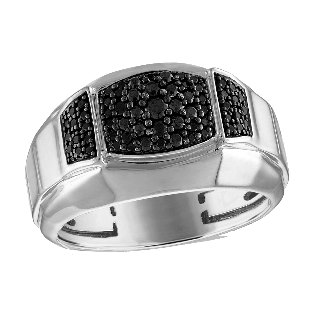 Bulova Icon 0.50cttw Black Diamonds Mens Ring Silver BVR1025-WSAA