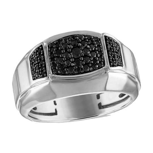 Bulova Icon 0.50cttw Black Diamonds Mens Ring Silver BVR1025-WSAA